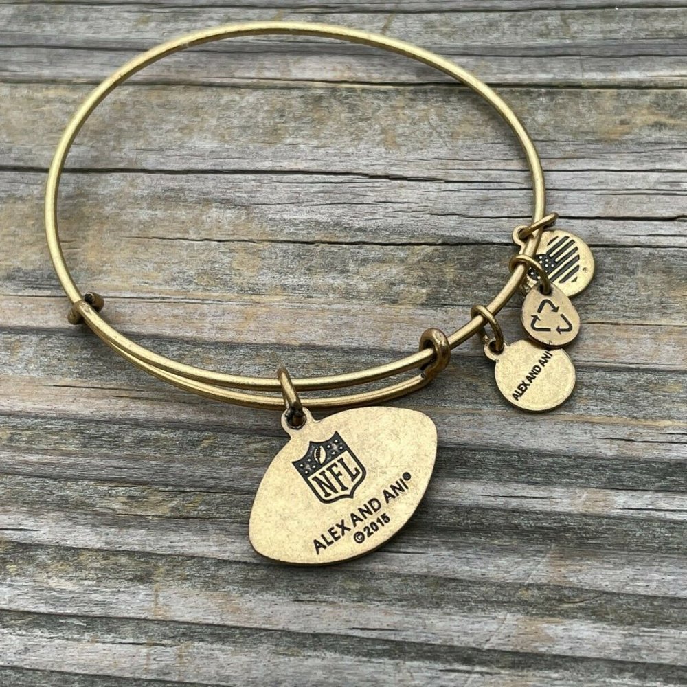 Alex and Ani Bracelet gold plated NFL Football charm Wrist Band Size adjustable - Picture 4 of 7
